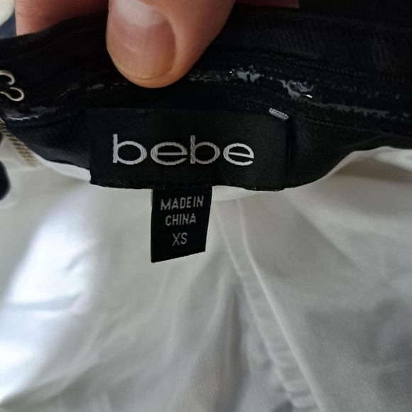 🧡𝅺BEBE Striped Silk/Linen Blend Strapless Dress - Picture 2 of 5